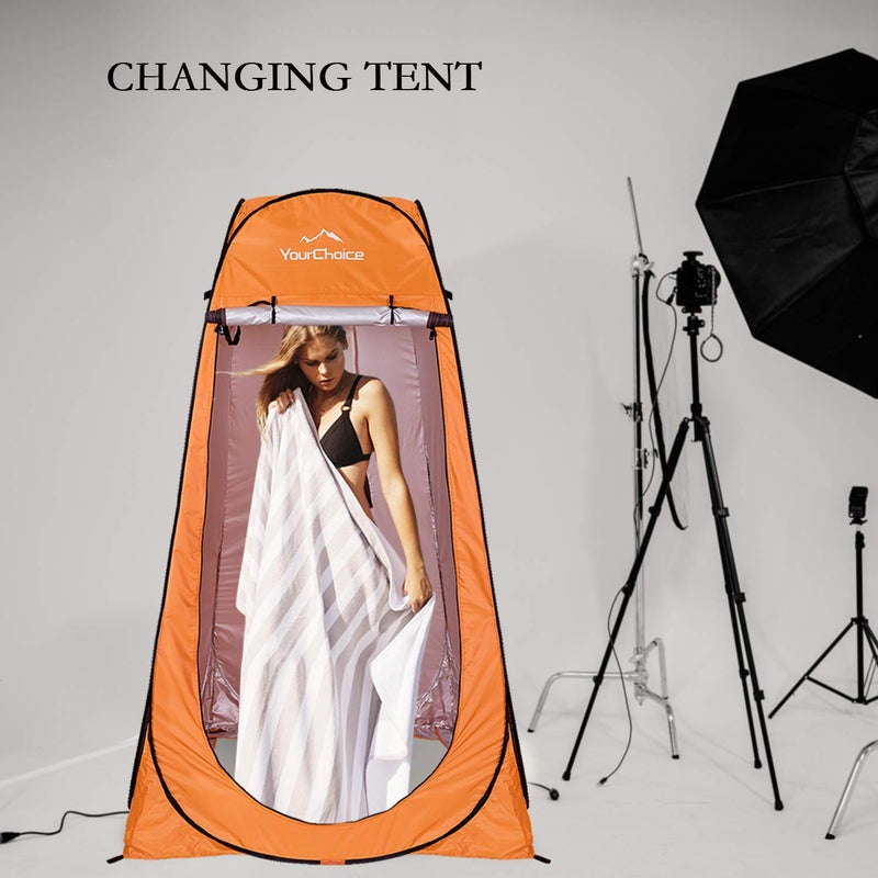 Your Choice Pop Up Privacy Shower Tent - Portable Changing Tent for Camping, Beach & Hiking - 6.2FT Lightweight with Carry Bag, Quick Setup & Full Coverage - Orange - Image 5